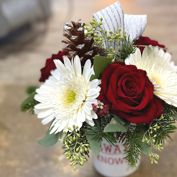 Santa Knows Christmas Mug with Flowers